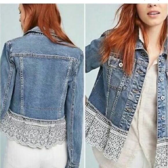 Anthropologie Pilcro and The Letterpress Eyelet Denim Jacket - Picture 3 of 10
